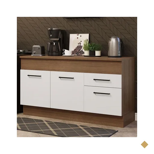 Balcão de Pia Cozinha 150 cm 2 Portas e 2 Gavetas (Com Tampo) Rustic/Branco…