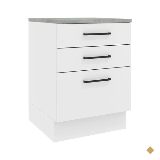 Balcão Armário de Cozinha 60 cm 3 Gavetas Branco Agata Madesa
