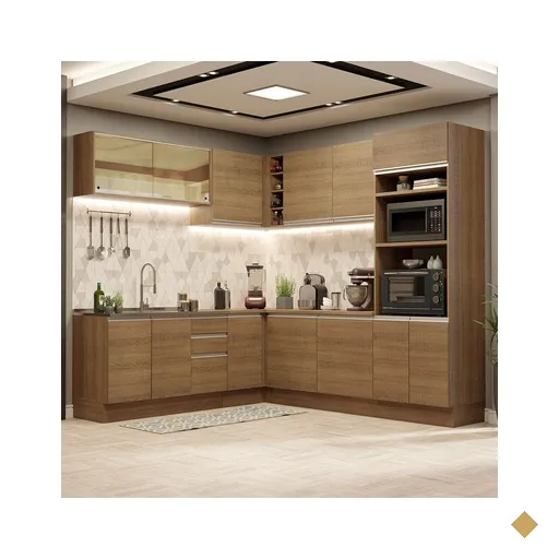 Cozinha Completa de Canto Madesa Glamy 459001 com Armário e Balcão (Sem Tampo…