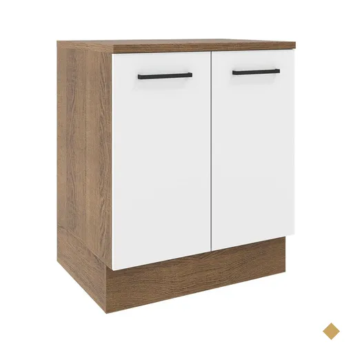 Balcão Armário de Cozinha 70 cm 2 Portas Rustic/Branco Agata Madesa