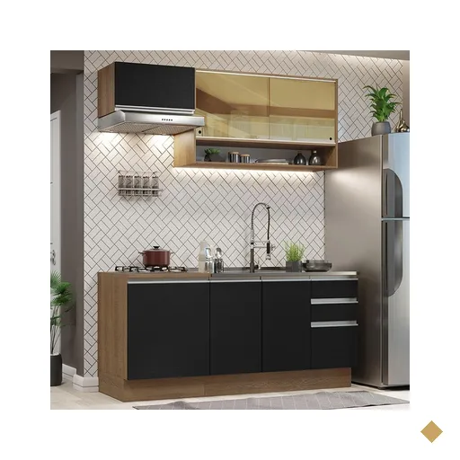 Cozinha Completa Madesa Glamy 180008 com Armário e Balcão (Sem Tampo e Pia) -…
