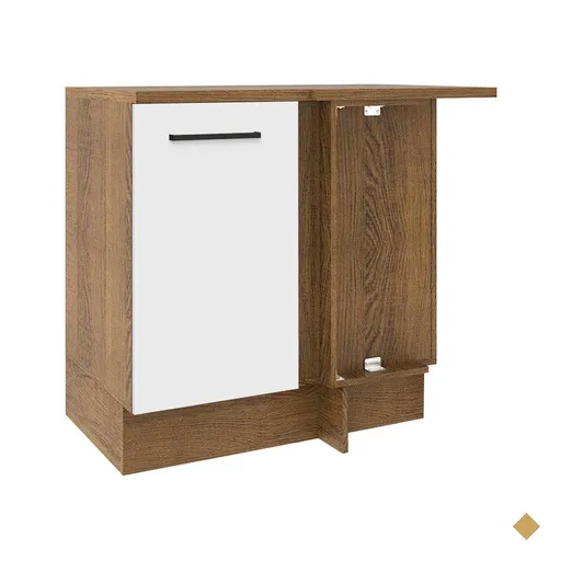 Balcão Armário de Cozinha de Canto 1 Porta Rustic/Branco Agata Madesa