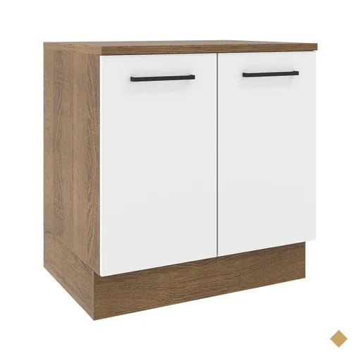 Balcão Armário de Cozinha 80 cm 2 Portas Rustic/Branco Agata Madesa