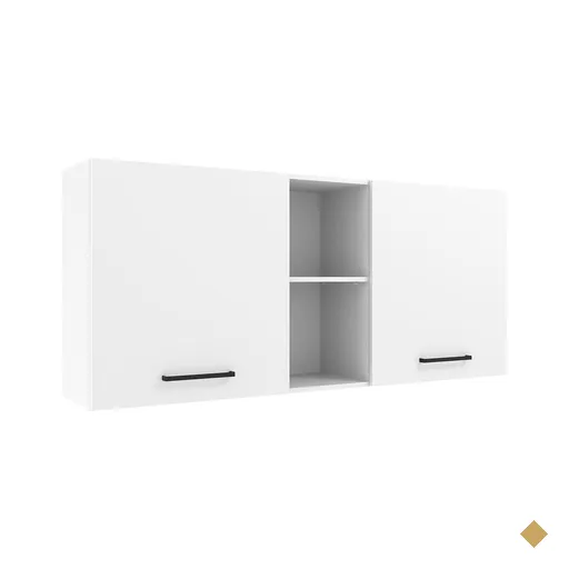 Armário de Cozinha Aéreo 150 cm 2 Portas e 2 Nichos Branco Agata Madesa