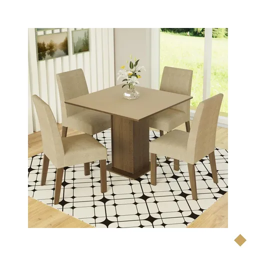 Conjunto Sala de Jantar Madesa Deise Mesa Tampo de Madeira 4 Cadeiras -…