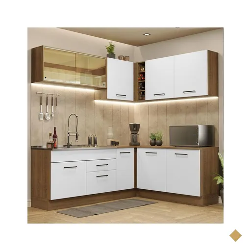 Cozinha Completa de Canto Madesa Agata 389001 com Armário e Balcão (Sem Tampo…