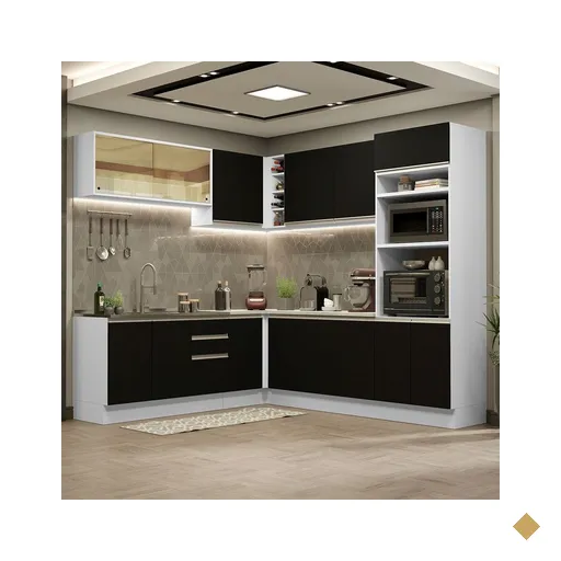 Cozinha Completa de Canto Madesa Glamy 459001 com Armário e Balcão (Sem Tampo…