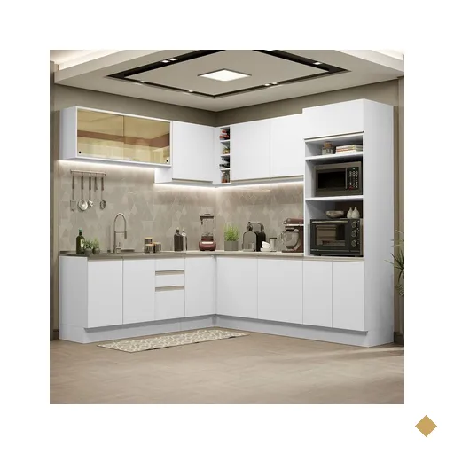 Cozinha Completa de Canto Madesa Glamy 459001 com Armário e Balcão (Sem Tampo…
