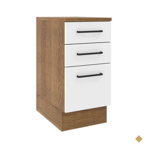 Balcão Madesa Agata 40 cm 3 Gavetas - Rustic/Branco
