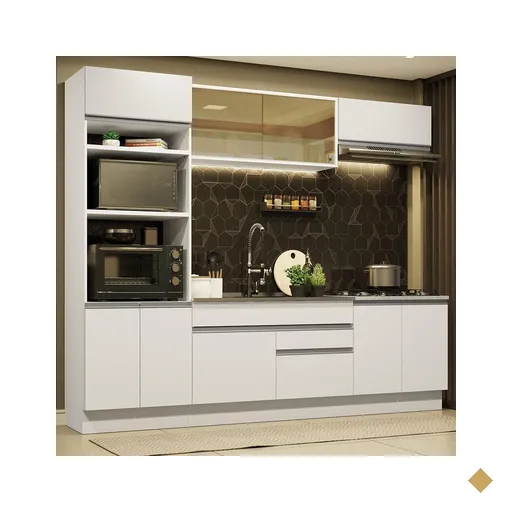 Cozinha Completa Madesa Glamy 270010 com Armário e Balcão (Sem Tampo e Pia) -…