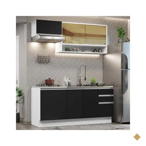 Cozinha Completa Madesa Glamy 180008 com Armário e Balcão (Sem Tampo e Pia) -…