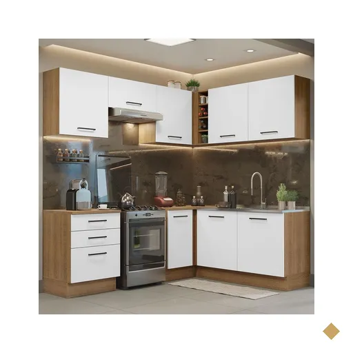Cozinha Completa de Canto Madesa Agata 399002 com Armário e Balcão (Sem Tampo…