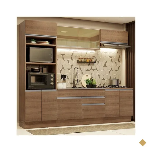Cozinha Completa Madesa Glamy 270010 com Armário e Balcão (Sem Tampo e Pia) -…