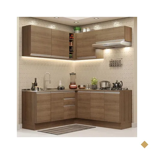 Cozinha Completa de Canto Madesa Glamy 349003 com Armário e Balcão (Sem Tampo…