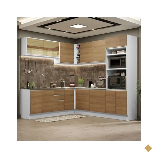 Cozinha Completa de Canto Madesa Glamy 459001 com Armário e Balcão (Sem Tampo…