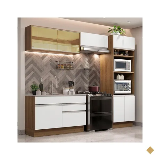 Cozinha Completa Madesa Glamy 270012 com Armário e Balcão (Sem Tampo e Pia) -…