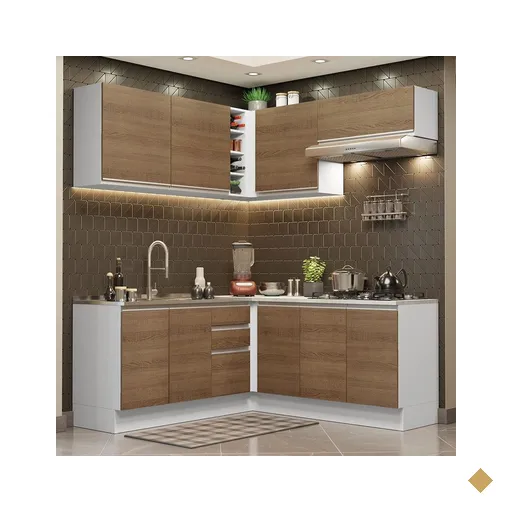Cozinha Completa de Canto Madesa Glamy 349003 com Armário e Balcão (Sem Tampo…