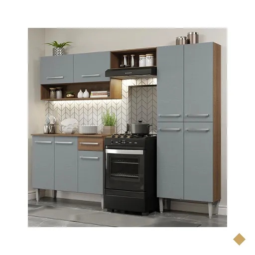 Armário de Cozinha Compacta Madesa Emilly Pop com Balcão - Rustic/Cinza
