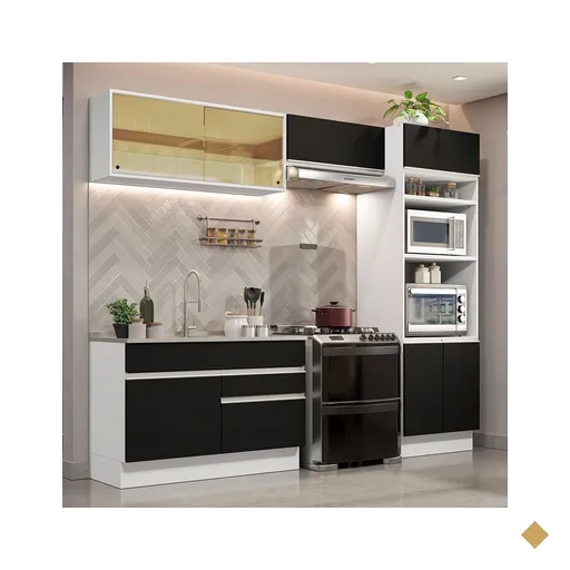 Cozinha Completa Madesa Glamy 270012 com Armário e Balcão (Sem Tampo e Pia) -…