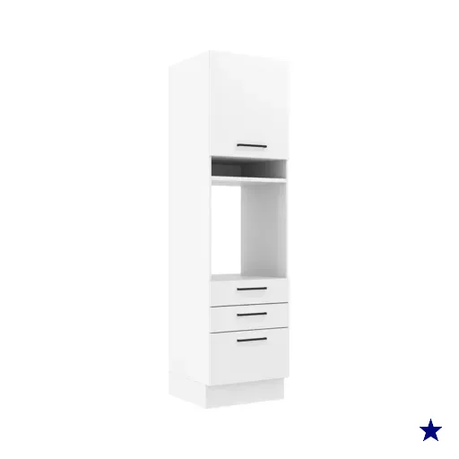 Torre Quente Armário de Cozinha 60 cm 1 Porta 3 Gavetas Branco Agata Madesa