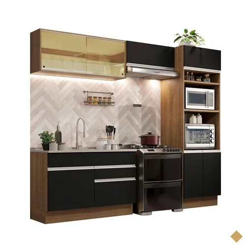 Cozinha Completa Madesa Glamy 270012 com Armário e Balcão (Sem Tampo e Pia) -…