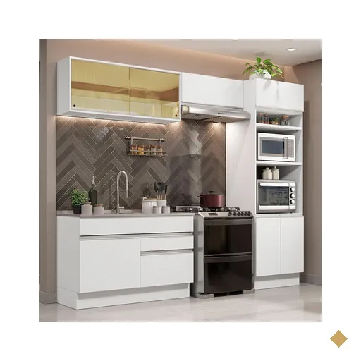 Cozinha Completa Madesa Glamy 270012 com Armário e Balcão (Sem Tampo e Pia) -…