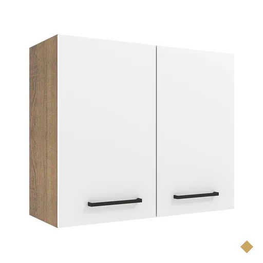 Armário de Cozinha Aéreo 80 cm 2 Portas Rustic/Branco Agata Madesa
