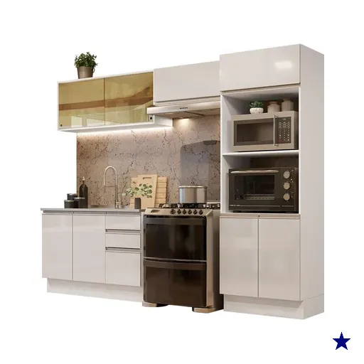 Cozinha Completa 100% MDF Madesa Acordes 270008 com Armário e Balcão Frentes…