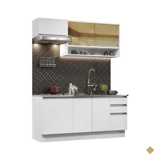Cozinha Completa Madesa Glamy 180008 com Armário e Balcão (Sem Tampo e Pia) -…