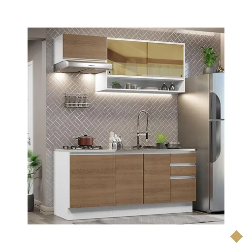 Cozinha Completa Madesa Glamy 180008 com Armário e Balcão (Sem Tampo e Pia) -…