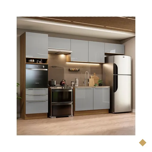 Cozinha Completa Madesa Lux 340001 com Armário e Balcão - Rustic/Cinza