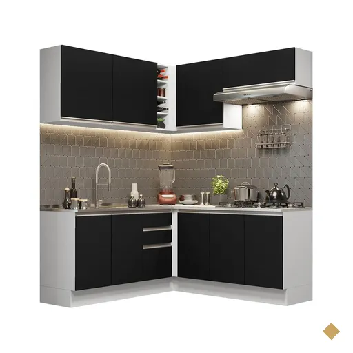 Cozinha Completa de Canto Madesa Glamy 349003 com Armário e Balcão (Sem Tampo…