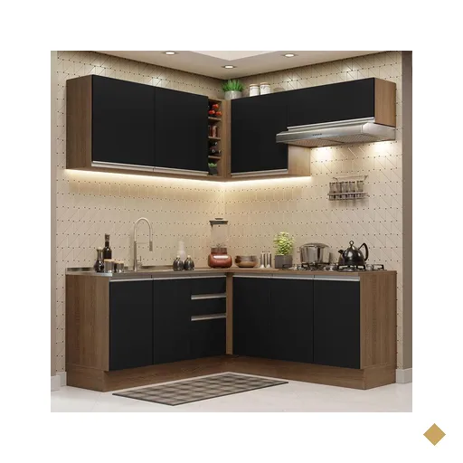 Cozinha Completa de Canto Madesa Glamy 349003 com Armário e Balcão (Sem Tampo…