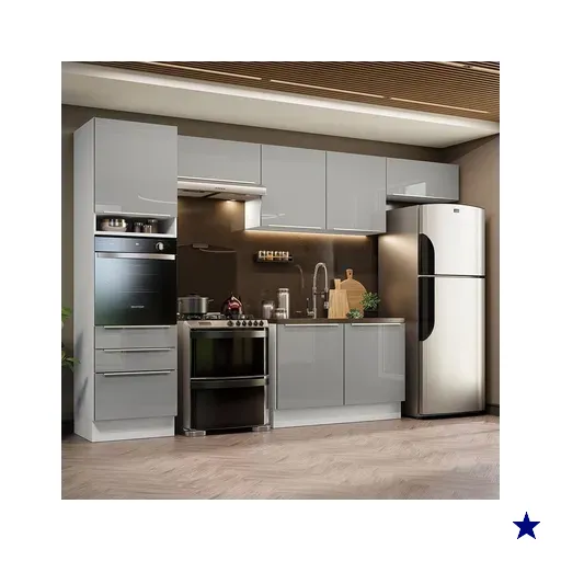 Cozinha Completa Madesa Lux 340001 com Armário e Balcão - Branco/Cinza