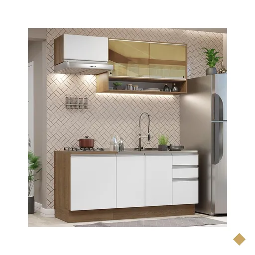 Cozinha Completa Madesa Glamy 180008 com Armário e Balcão (Sem Tampo e Pia) -…