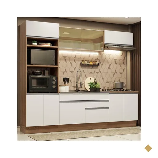 Cozinha Completa Madesa Glamy 270010 com Armário e Balcão (Sem Tampo e Pia) -…