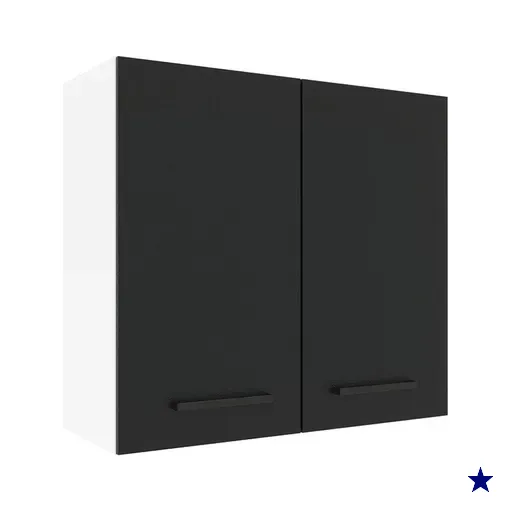 Armário de Cozinha Aéreo 70 cm 2 Portas Branco/Preto Agata Madesa