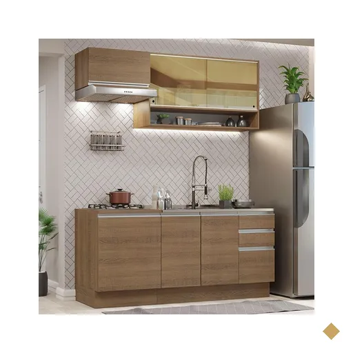 Cozinha Completa Madesa Glamy 180008 com Armário e Balcão (Sem Tampo e Pia) -…