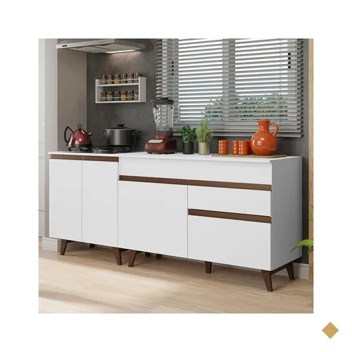 Kit com 2 Balcões de Cozinha Madesa Reims 4 Portas 1 Gaveta (Com Tampo) -…