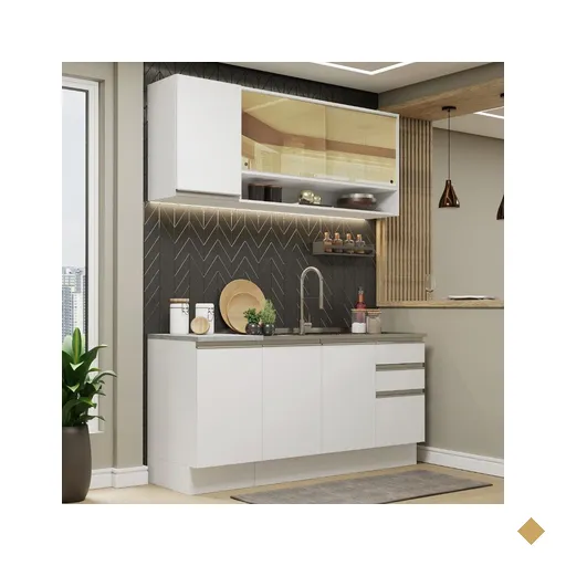 Cozinha Completa Madesa Glamy 160002 com Armário e Balcão (Sem Tampo e Pia) -…