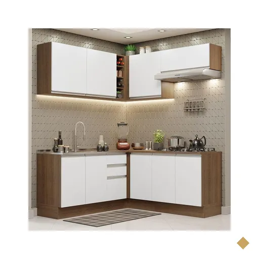 Cozinha Completa de Canto Madesa Glamy 349003 com Armário e Balcão (Sem Tampo…