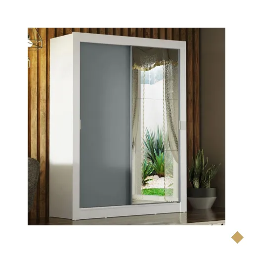 Guarda-Roupa Solteiro Madesa Denver 2 Portas de Correr com Espelho -…