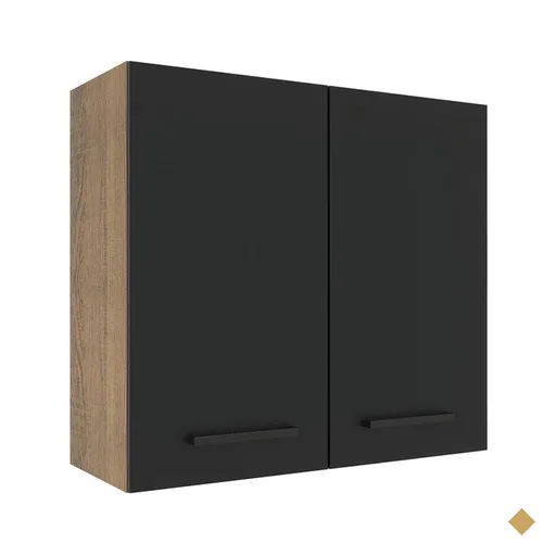 Armário de Cozinha Aéreo 70 cm 2 Portas Rustic/Preto Agata Madesa