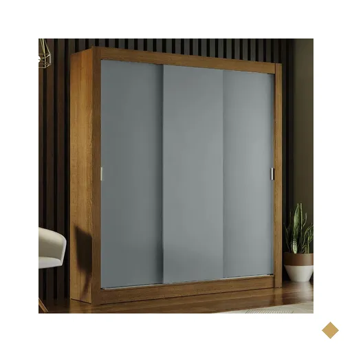 Guarda-Roupa Casal Madesa Mônaco 3 Portas de Correr - Rustic/Cinza