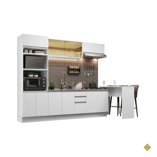 Cozinha Completa Madesa Glamy 315001 com Armário, Balcão e Bancada (Sem Tampo…