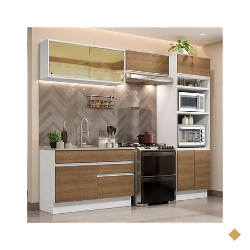 Cozinha Completa Madesa Glamy 270012 com Armário e Balcão (Sem Tampo e Pia) -…