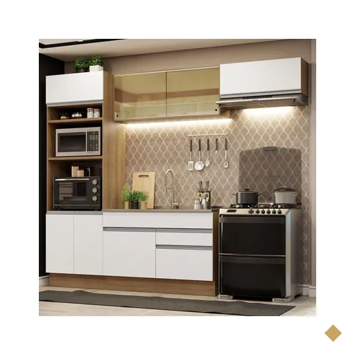 Cozinha Completa Madesa Glamy 270011 com Armário e Balcão (Sem Tampo e Pia) -…