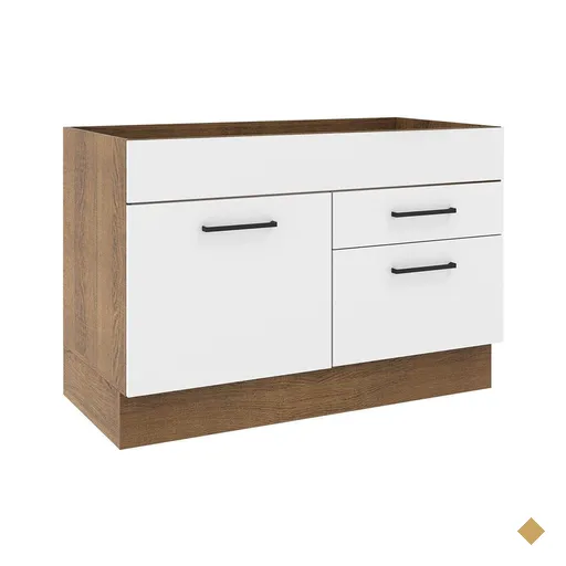 Balcão de Pia Cozinha 1 Porta e 2 Gavetas Rustic/Branco Agata Madesa