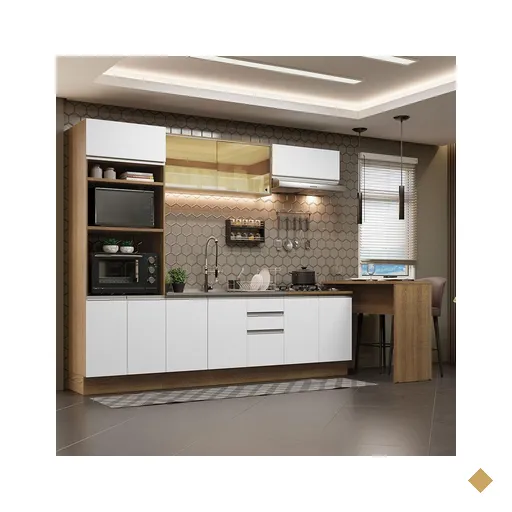 Cozinha Completa Madesa Glamy 315001 com Armário, Balcão e Bancada (Sem Tampo…