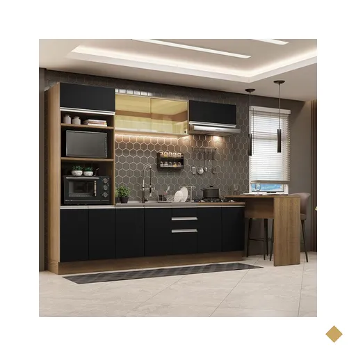 Cozinha Completa Madesa Glamy 315001 com Armário, Balcão e Bancada (Sem Tampo…